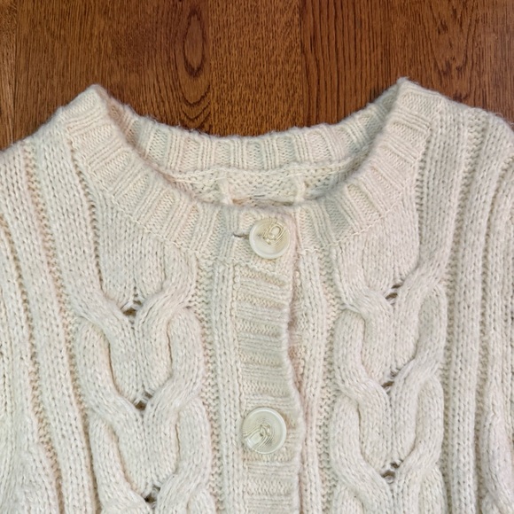 Vintage Ivory Cable Knit Button Down Cardigan With Pockets Women Size Small - Picture 2 of 14
